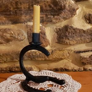 Cast Iron Horseshoe Candle Holder